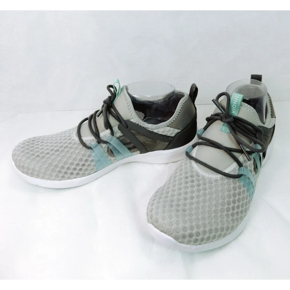 Vionic Adore Womens 9 Gray Mint Athletic Sneakers Comfort Walking Lace Up Traine